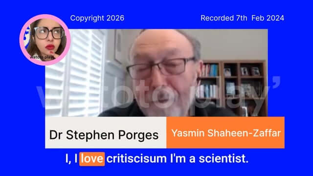 Screen shot of Dr Porges from video Polyvagal Outr World
